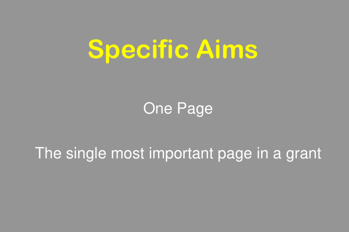 specific aims