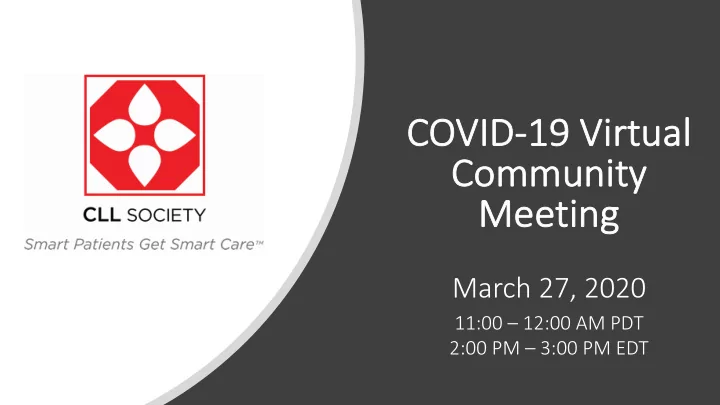 co covid 19 vir irtual al communit ity meetin ing