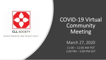 CO  COVID-19 Vir  irtual  al  Communit  ity  Meetin  ing  March 27, 2020  11:00  12:00 AM PDT