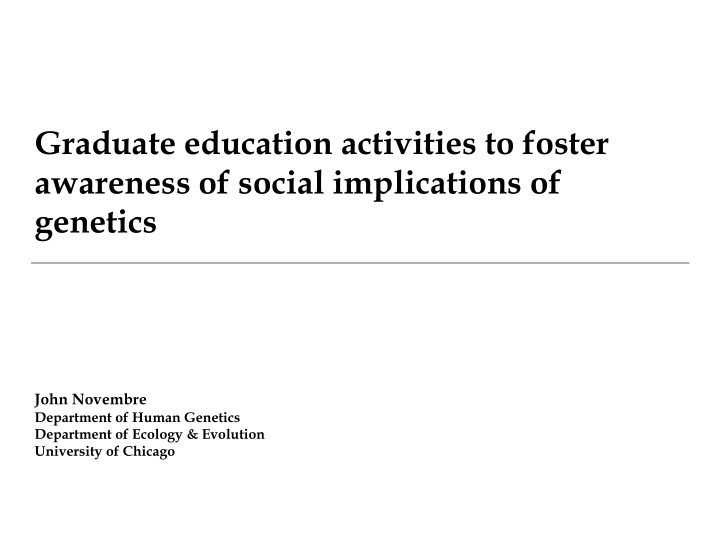 graduate education activities to foster awareness of