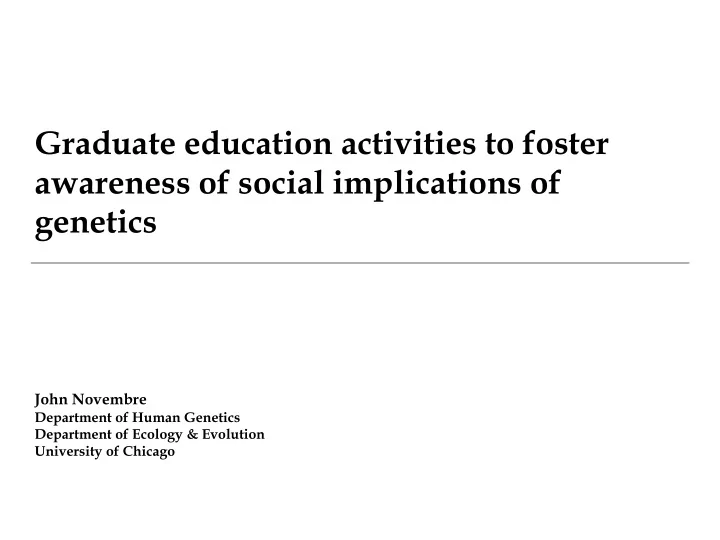 graduate education activities to foster awareness of