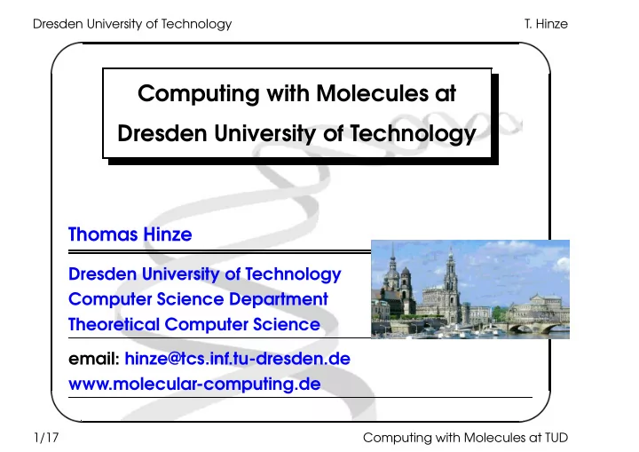 computing with molecules at dresden university of