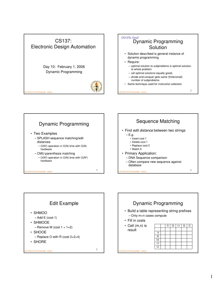 cs137 dynamic programming electronic design automation