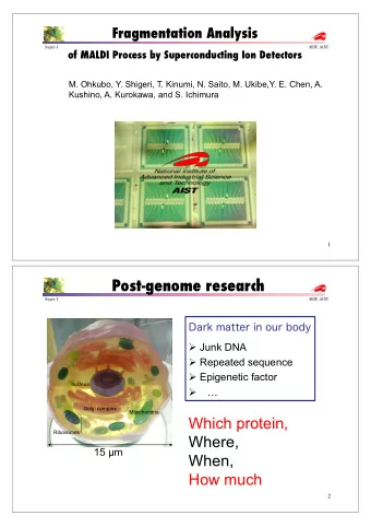 of MALDI Process by Superconducting Ion Detectors Super-I  RIIF, AIST   M. Ohkubo, Y.
