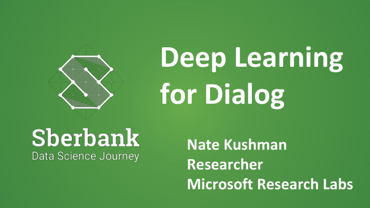 deep learning for dialog