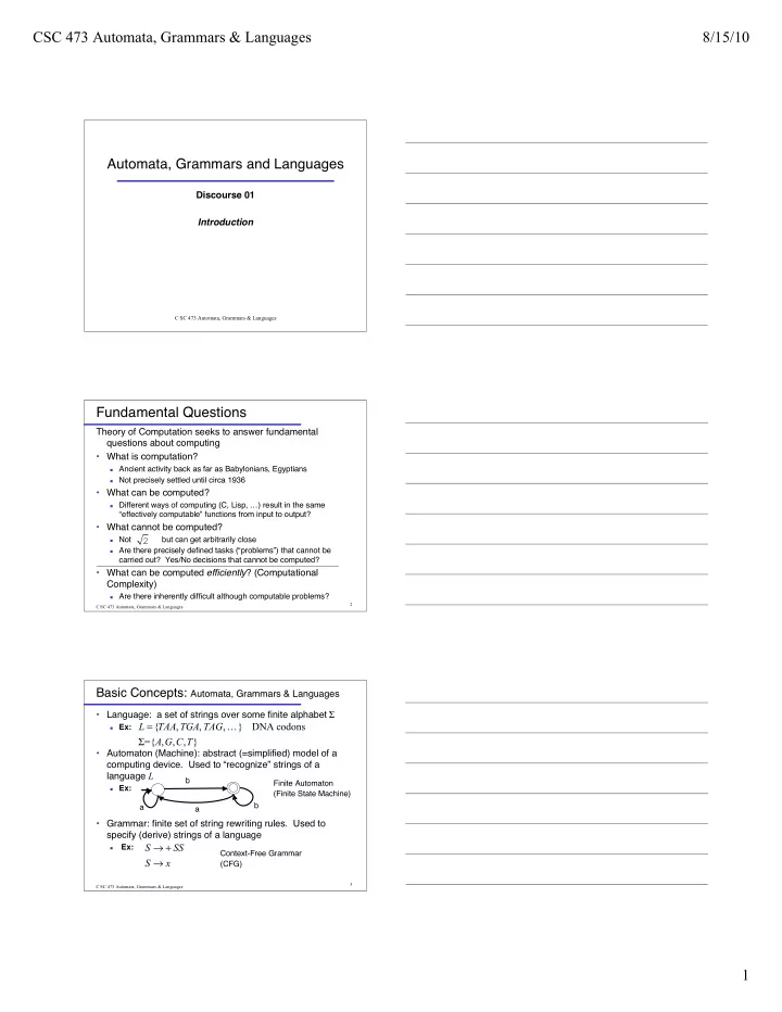 csc 473 automata grammars languages 8 15 10