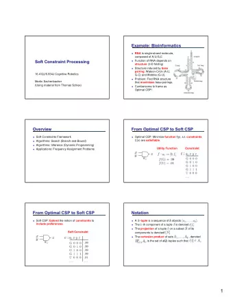 1  Classical CSP  Classical CSP  Valued CSP  Valued CSP  For each constraint/tuple : a valuation