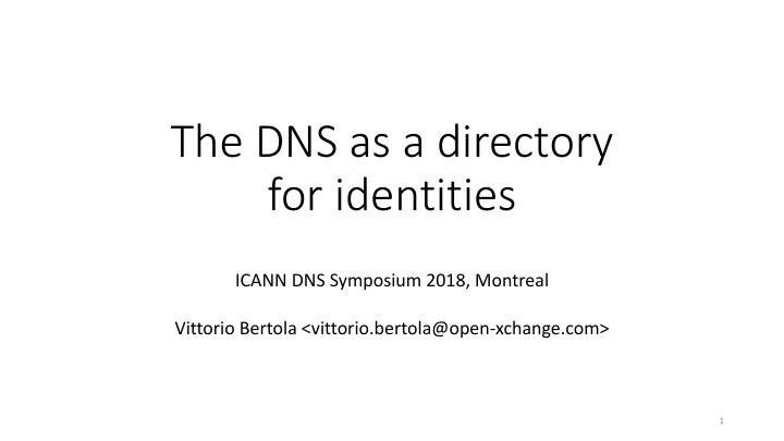 the dns as a directory for identities