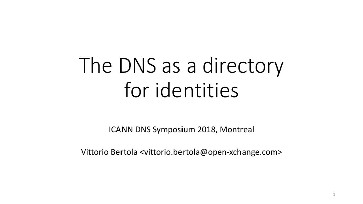 the dns as a directory for identities