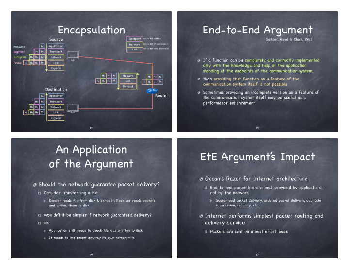 encapsulation end to end argument