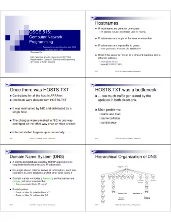 Hostnames  IP Addresses are great for computers  CSCE 515:  IP address includes information