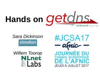 Hands on  Sara Dickinson  Willem Toorop  Hands on                      Overview  What is the