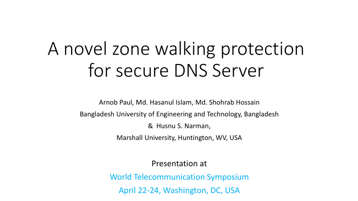 a novel zone walking protection for secure dns server