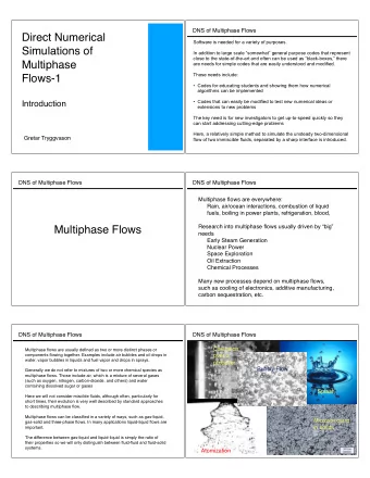 DNS of Multiphase Flows  Simple Front Tracking  DNS of Multiphase Flows  Direct Numerical