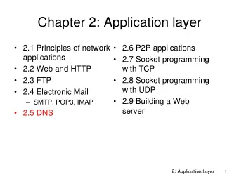 Chapter 2: Application layer   2.1 Principles of network   2.6 P2P applications  applications