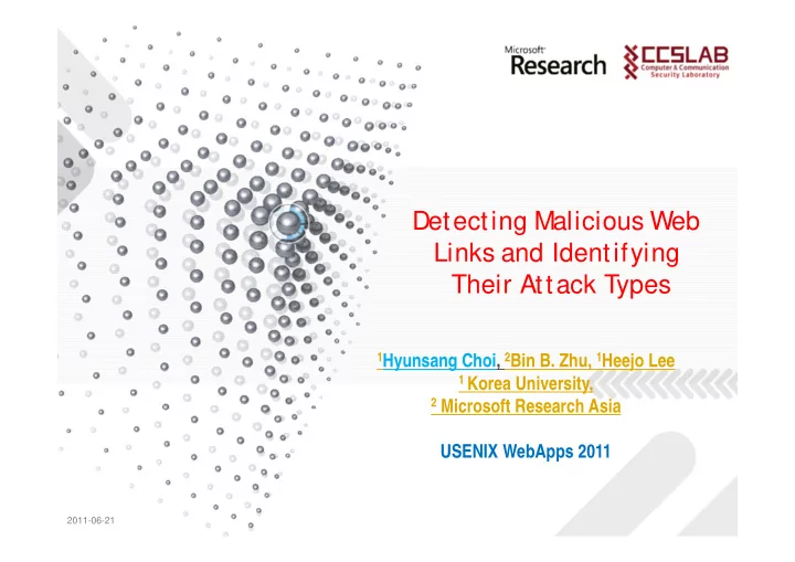 detecting malicious web links and identifying their