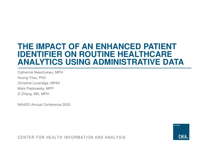 identifier on routine healthcare