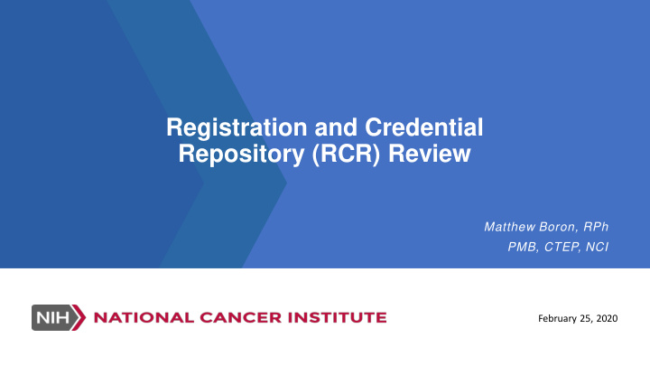 registration and credential repository rcr review