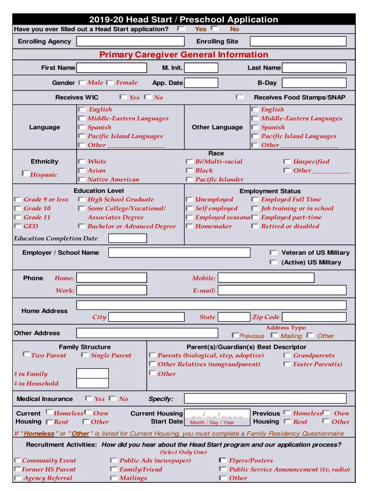 2019 20 head start preschool application