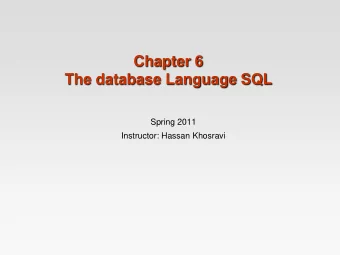 Chapter 6  The database Language SQL  Spring 2011  Instructor: Hassan Khosravi    SQL is a