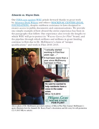 Our FOIA case against WSU grinds forward thanks to great work  by Attorney Derk Wilcox and others