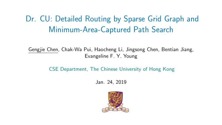 dr cu detailed routing by sparse grid graph and minimum