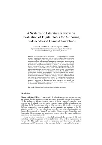 A Systematic Literature Review on  Evaluation of Digital Tools for Authoring Evidence - based