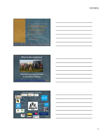 CHILD  PROTECTION  Wednesday, October 21, 2015  Webinar Series: 1  What is the evidence?  Parenting