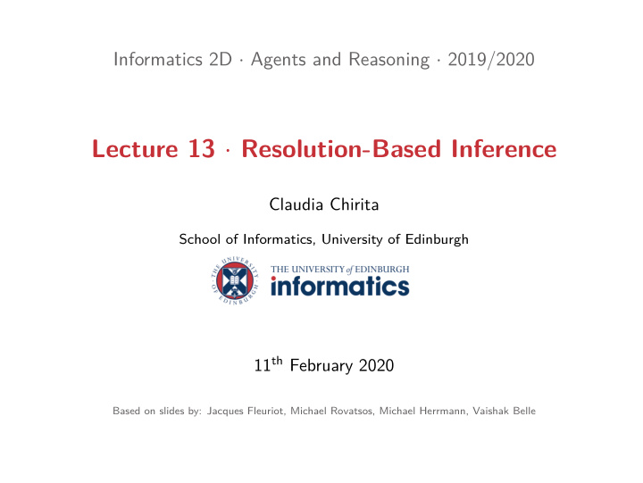 lecture 13 resolution based inference