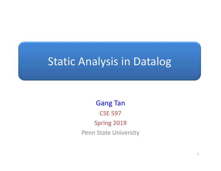 static analysis in datalog