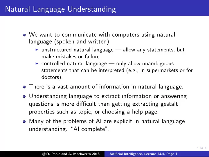 natural language understanding