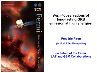 Fermi observations of  long-lasting GRB  emission at high energies  Frdric Piron  (IN2P3/LPTA,