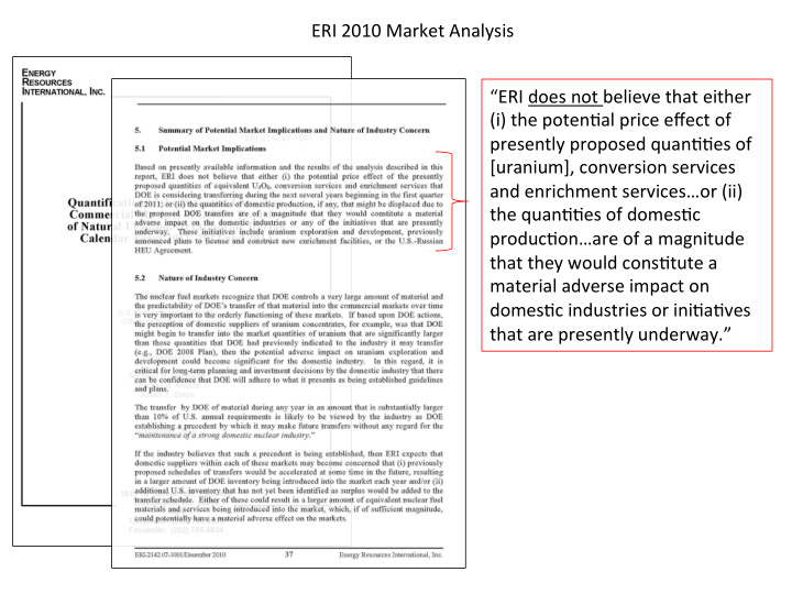 eri 2010 market analysis eri does not believe that either