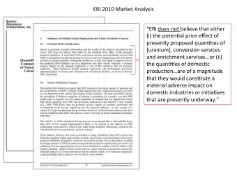 ERI  2010  Market  Analysis      ERI  does  not  believe  that