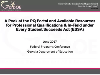 A Pee  eek at t  t the  e PQ  PQ P  Porta  tal an  and Avai  ailable  e Res  esour  ources  ces