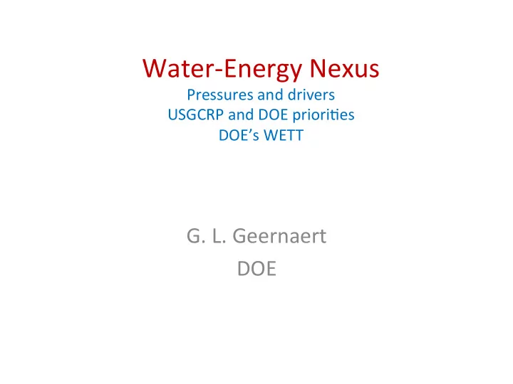 water energy nexus
