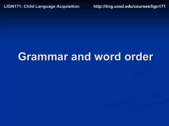 Grammar and word order  Grammar and word order  Grammar  Grammar  Includes morphology and syntax