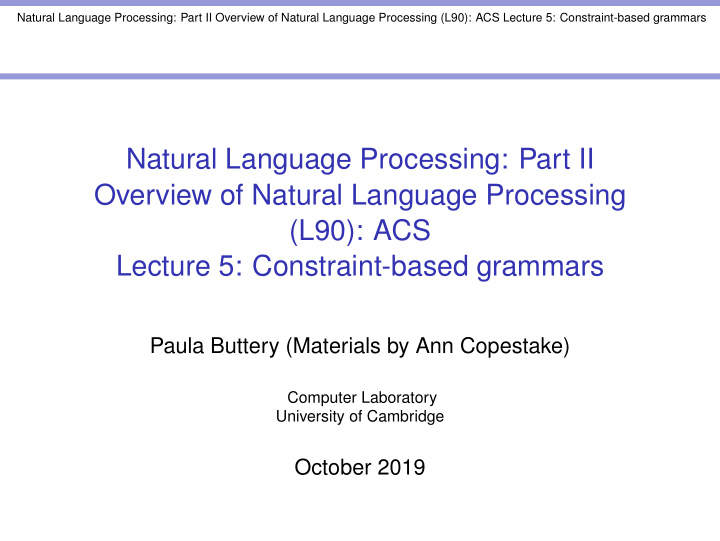 natural language processing part ii overview of natural