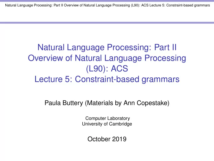 natural language processing part ii overview of natural