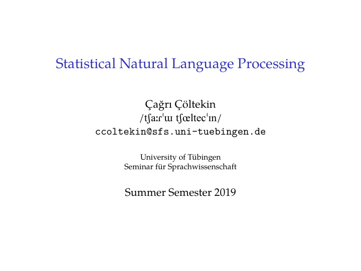 statistical natural language processing