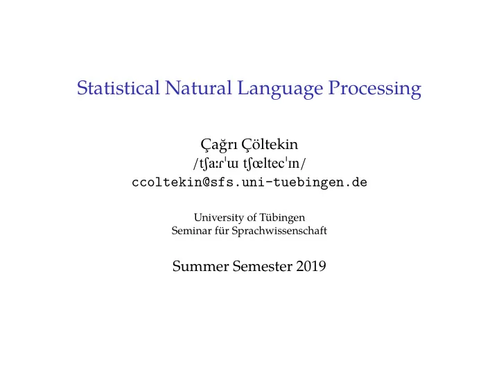statistical natural language processing