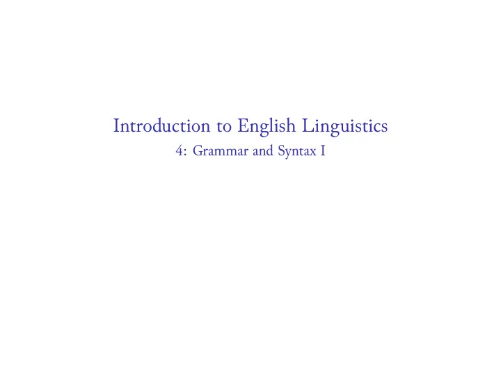introduction to english linguistics