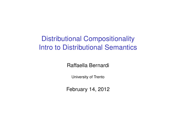 distributional compositionality intro to distributional