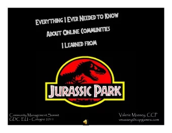 Valerie Massey, CCP  Community Management Summit  GDC  EU  Cologne 2011  vmassey@ccpgames.com