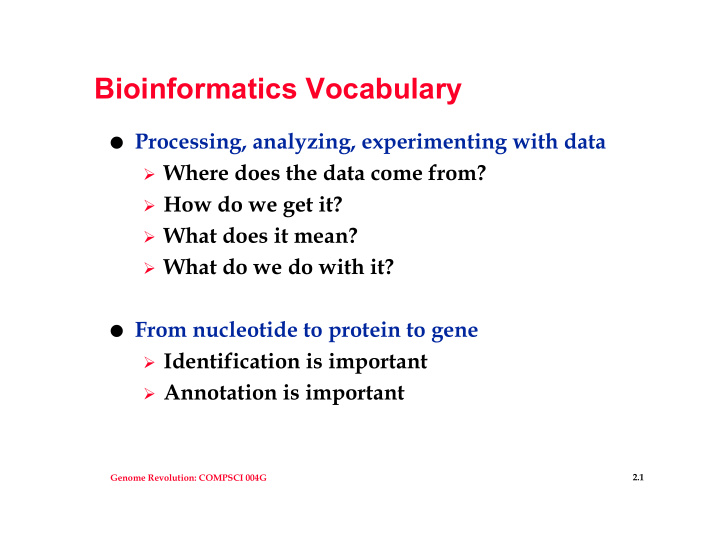 bioinformatics vocabulary