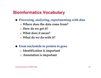 Bioinformatics Vocabulary  Processing, analyzing, experimenting with data  Where does the