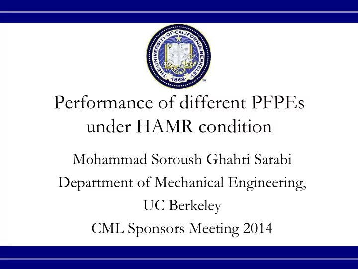 performance of different pfpes under hamr condition