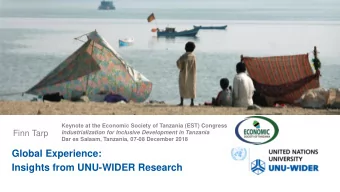 Insights from UNU-WIDER Research  Background and Introduction:  Six Points of Reference 1. UNU-