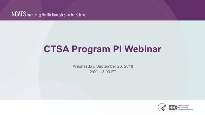 ctsa program pi webinar