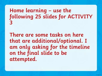 following 25 slides for ACTIVITY  3  There are some tasks on here  that are additional/optional. I